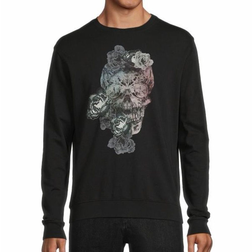 Robert Graham Black Zeller Skull Floral Graphic Crewneck Sweatshirt Men’s Medium